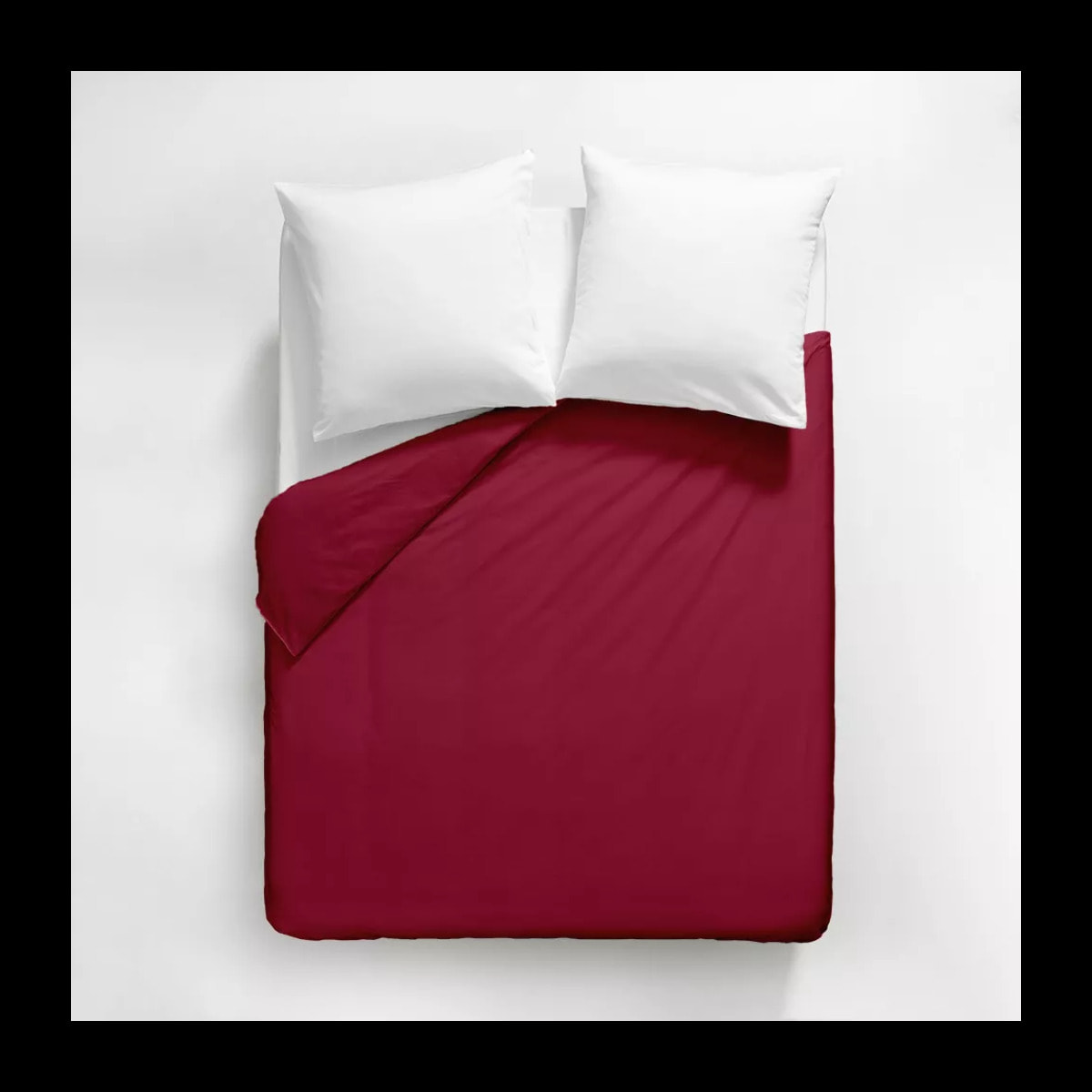 Housse de couette satin de coton uni rouge Ava uni dahlia