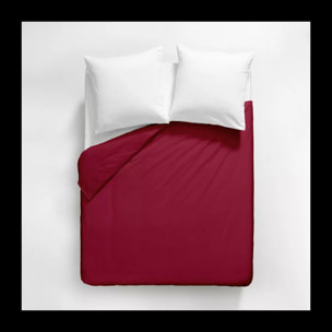 Housse de couette satin de coton uni rouge Ava uni dahlia