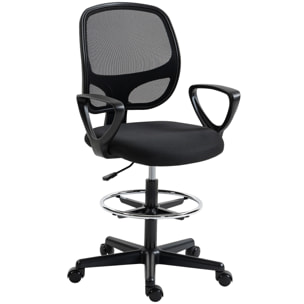Chaise bureau ergonomique hauteur réglable tissu en maille noir