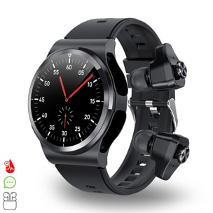 Smartwatch GT69 con auriculares Bluetooth 5.0 TWS integrados. Monitor de tensión y oxígeno en sangre; modo multideportivo.