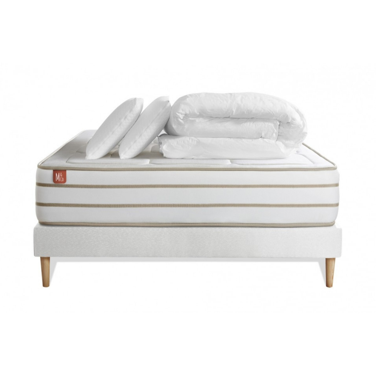 Pack matelas LE DOUILLET - Mémoire de forme BioVisco - Ep. 26 + sommier kit Blanc