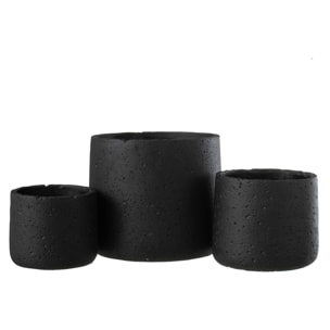 J-Line cache-pot Potine - ciment - noir - large - Ø 19 cm