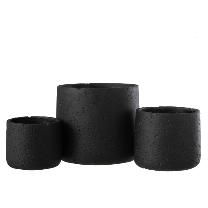 J-Line cache-pot Potine - ciment - noir - large - Ø 19 cm