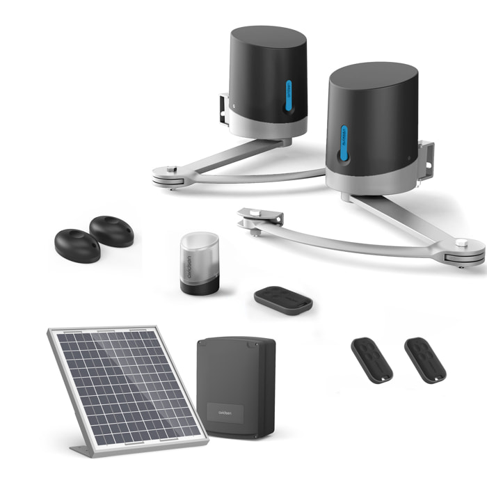 Motorisation pour portail à battants Avidsen ORANE SE + kit solaire + 2 télécommandes supplémentaires (3 en tout)