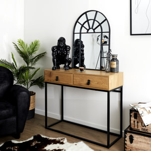 Miroir - HOME DECO FACTORY - Bordé de Métal - Noir