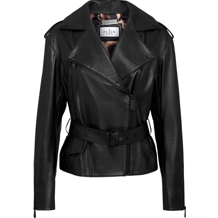 PHILIPP PLEIN Leather Oversize Jacket