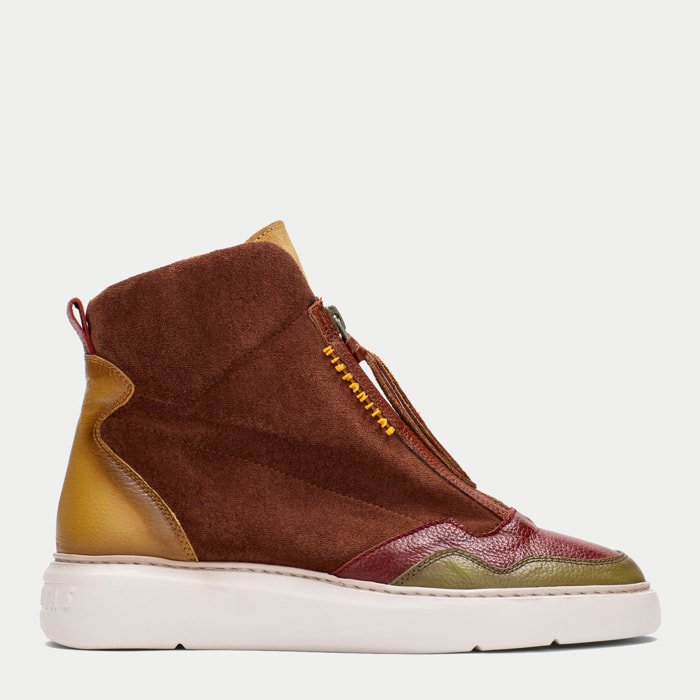 Botin sport Oceania Cuero mostaza oliva 3,5 cm