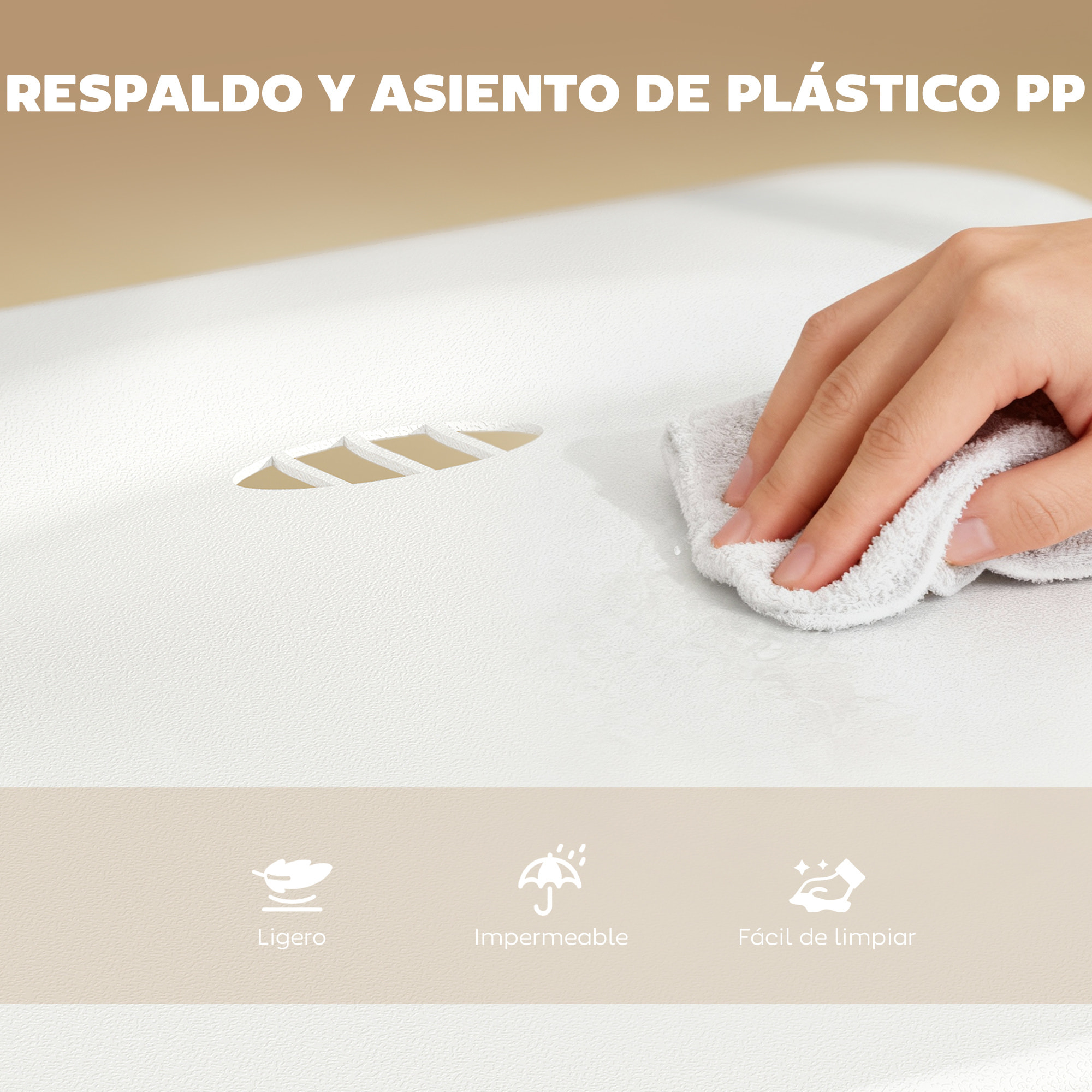 Juego de 6 Sillas Plegables de Plástico, Estructura de Acero, Sillas de Comedor con Respaldo Curvo, Asiento Cóncavo, para Espacios Pequeños, Salón, Oficina, Cocina, Blanco