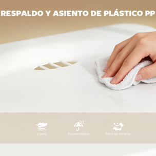 Juego de 6 Sillas Plegables de Plástico, Estructura de Acero, Sillas de Comedor con Respaldo Curvo, Asiento Cóncavo, para Espacios Pequeños, Salón, Oficina, Cocina, Blanco