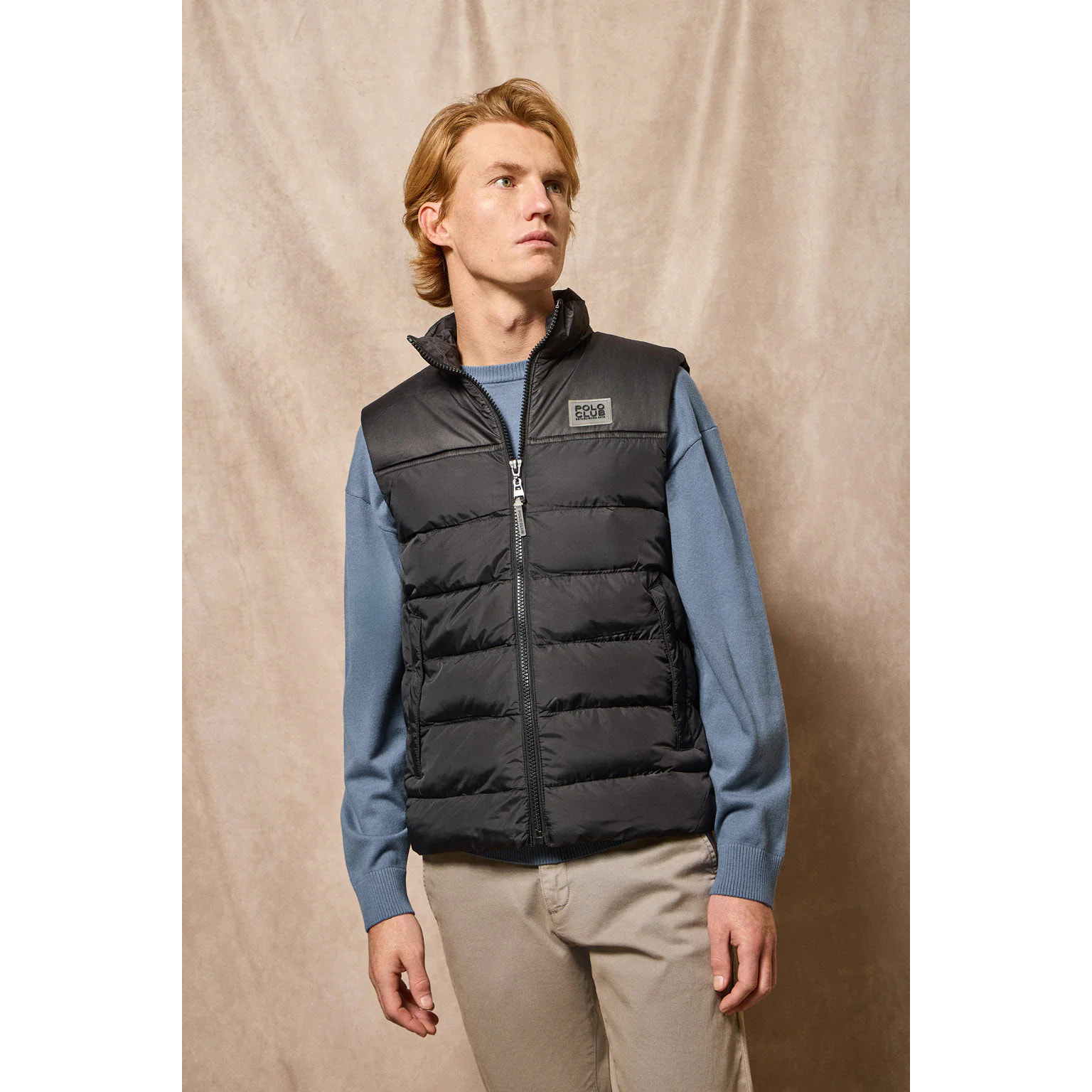 Chaleco negro ultraligero con parche engomado Polo Club