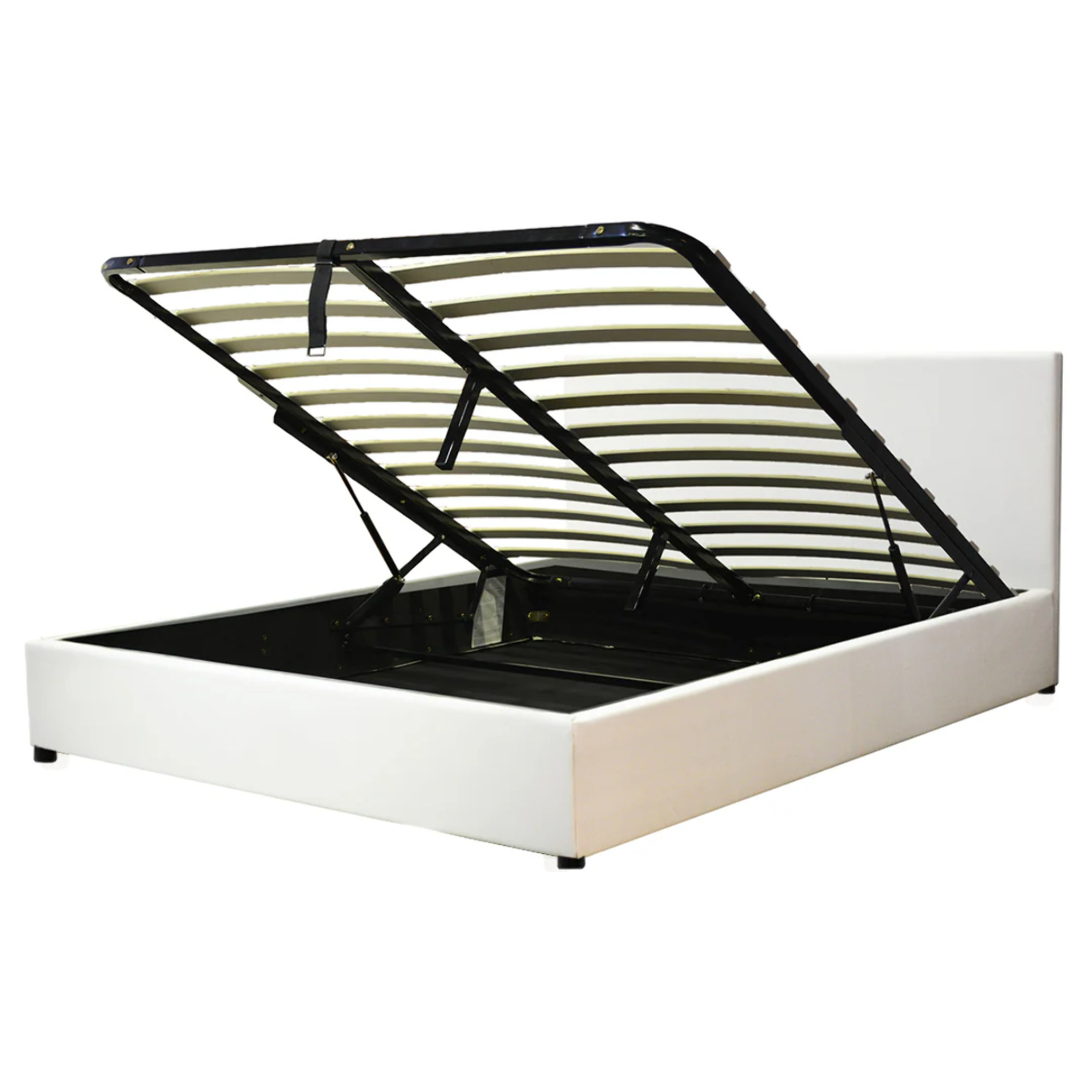 Ensemble matelas Jade & lit coffre Colisée | Mémoire de forme et ressorts ensachés | Grande capacité de stockage | Simili cuir | Blanc