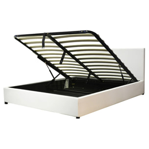 Ensemble matelas Jade & lit coffre Colisée | Mémoire de forme et ressorts ensachés | Grande capacité de stockage | Simili cuir | Blanc