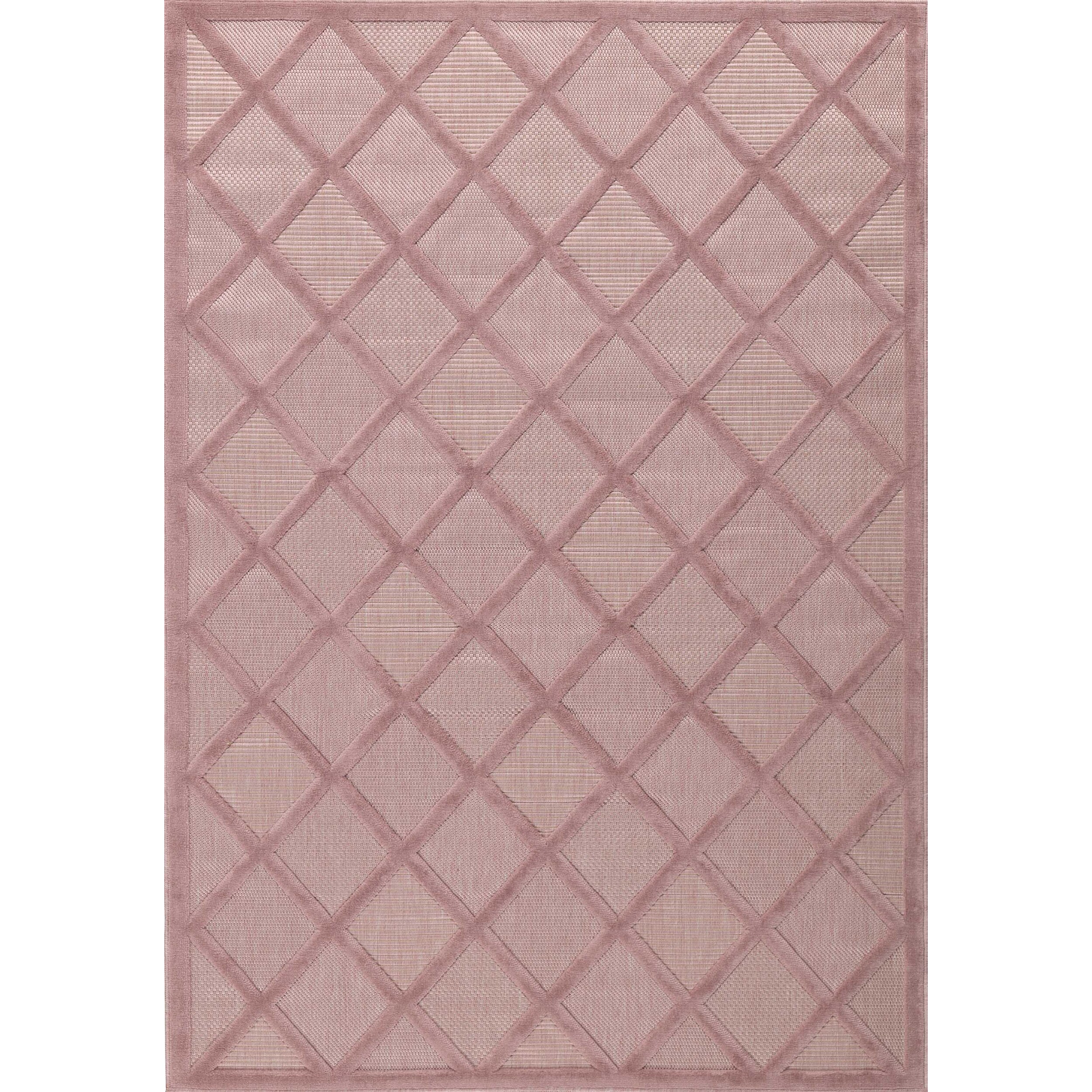 SANTORINI - Tapis d'intérieur/extérieur à motifs en relief berbère - Rose