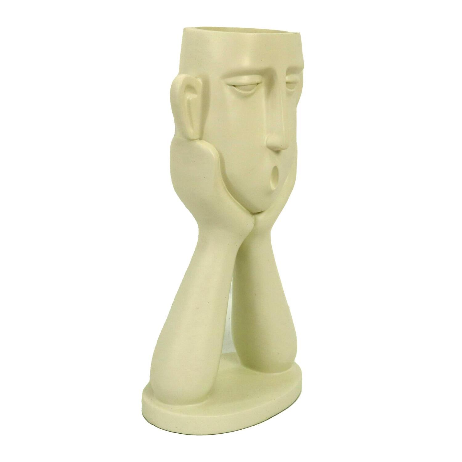 Portavaso in resina viso bianco cm14x8h25,5