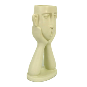 Portavaso in resina viso bianco cm14x8h25,5