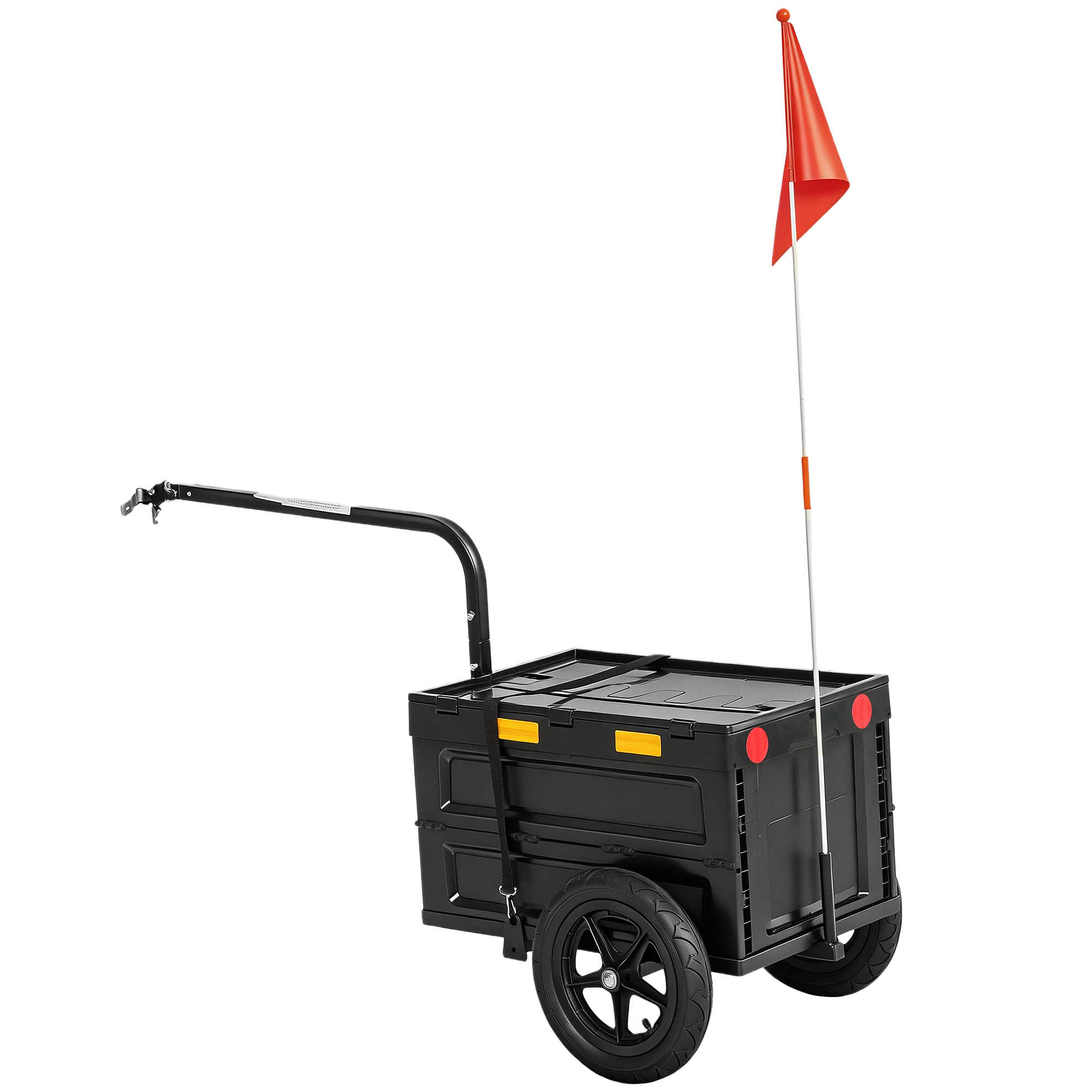 Remorque vélo cargo pliable caisse plastique 65L noir