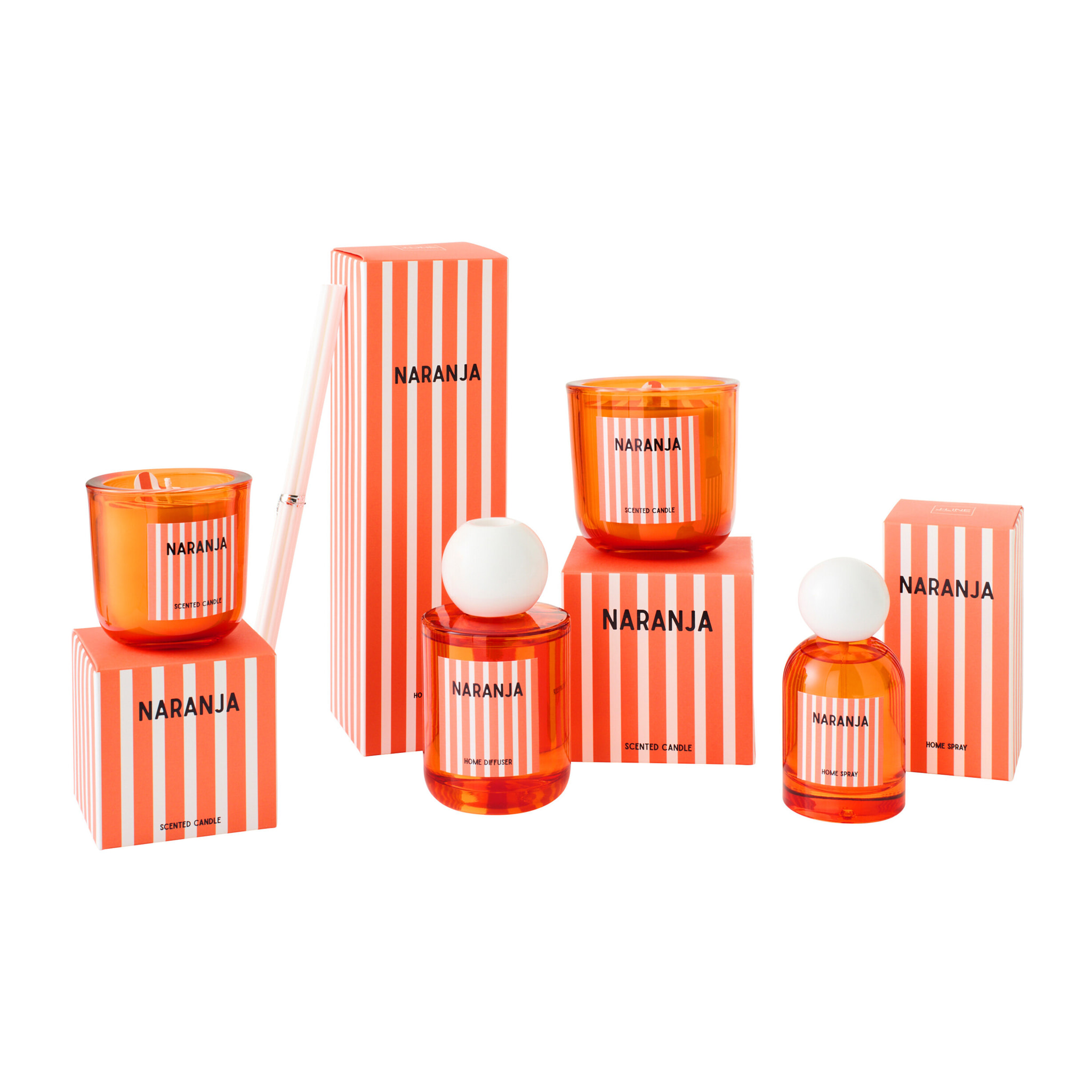 J-Line Bougie Parfumée Naranja - Mandarin Moments - verre - orange - large