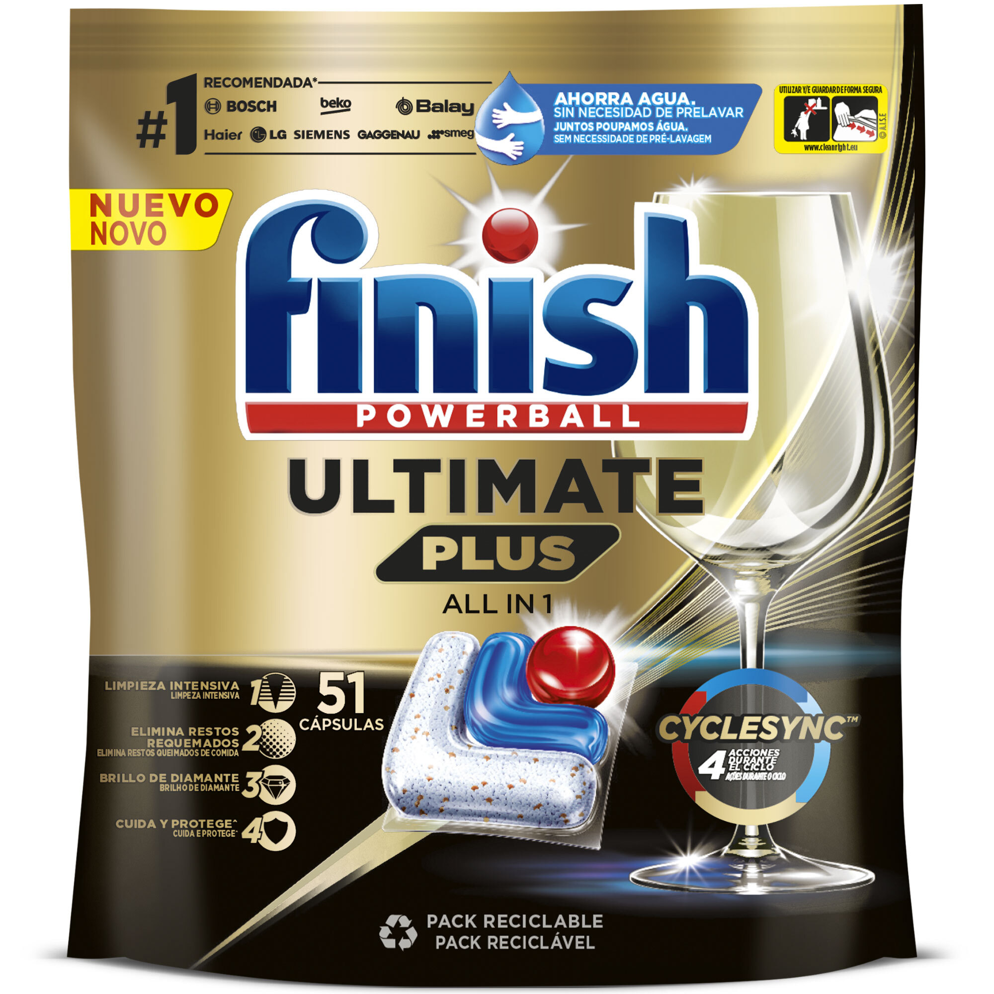 Finish Powerball Ultimate Plus All in 1, pastillas para el lavavajillas, 51 pastillas