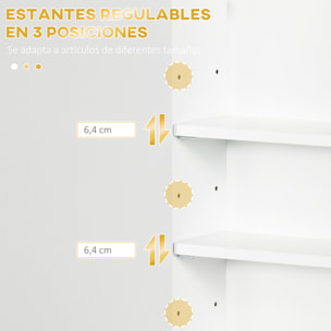 kleankin Armario para Baño de Pared Moderno Mueble para Baño Suspendido con 1 Asa de Acero y Estantes Ajustables para Cocina 40x15x60 cm Blanco