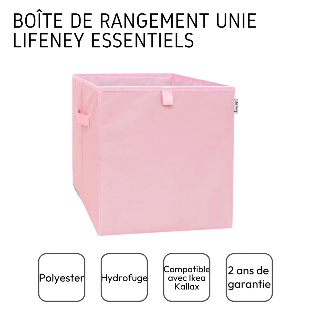 Boîte de rangement coloris rose, compatible avec l'étagère IKEA KALLAX Lifeney