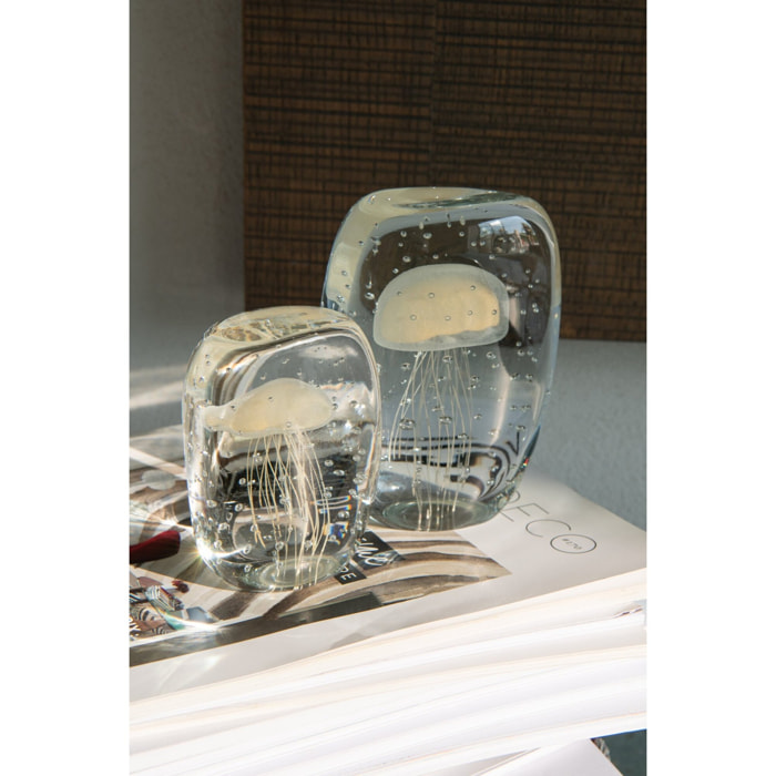 J-Line Presse Papier Calypso Triangle Verre Transparent/Beige Small