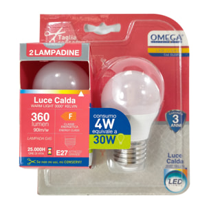 OMEGA Set 6 pezzi sfera led g45 4w 3000k e27