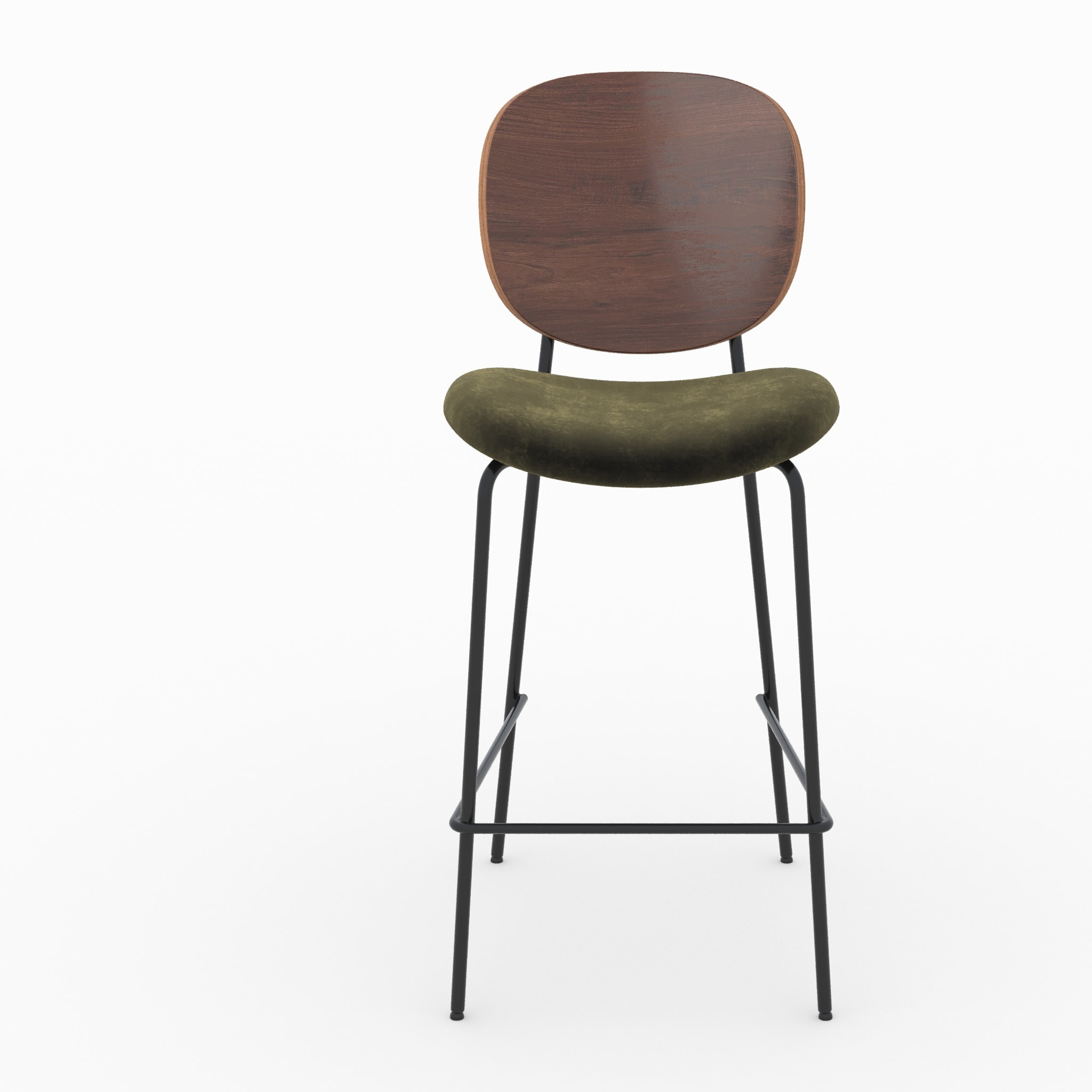 Lot de 2 chaises pour îlot central 65,5 cm en velours vert kaki - Simone