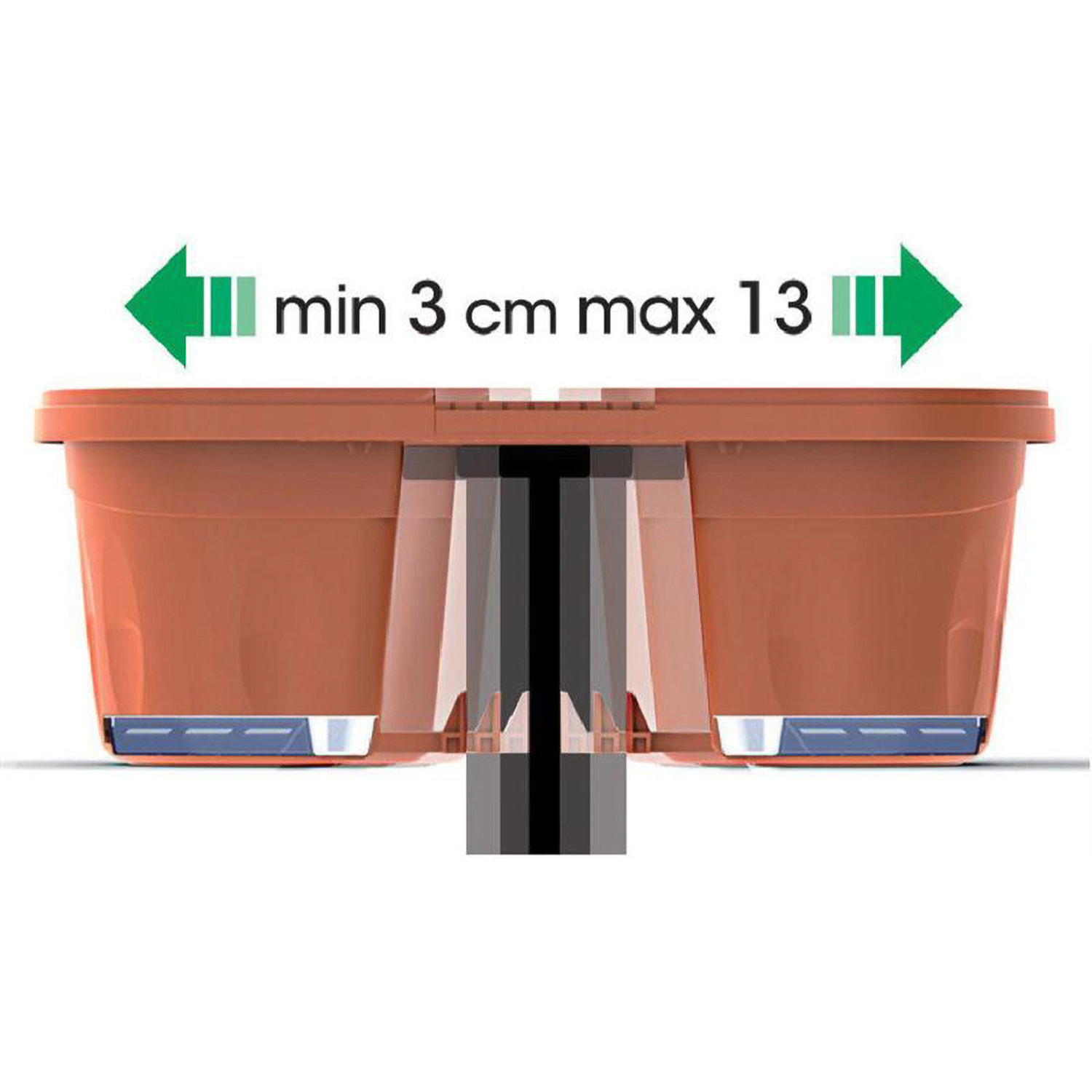 Klunia 40 - set di 2 balconiere doppie da 40cm con agganci regolabili e riserva d'acqua Terracotta