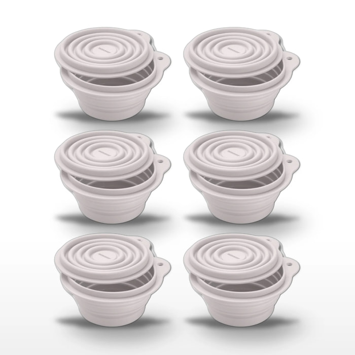 Lot de 6 Boîtes à Snacks Pliables en Silicone Blanc Fackelmann Storage