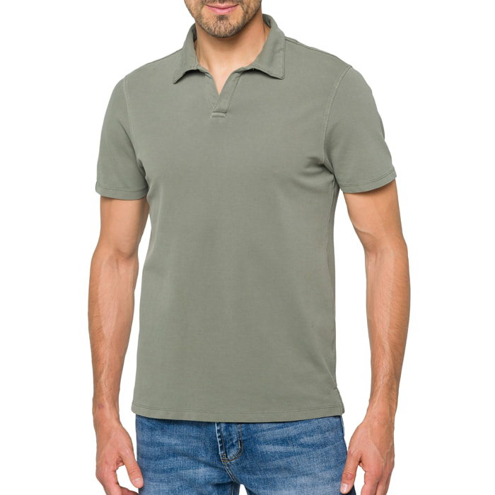 Polo Hot Buttered Lovina tinta unita verde militare.