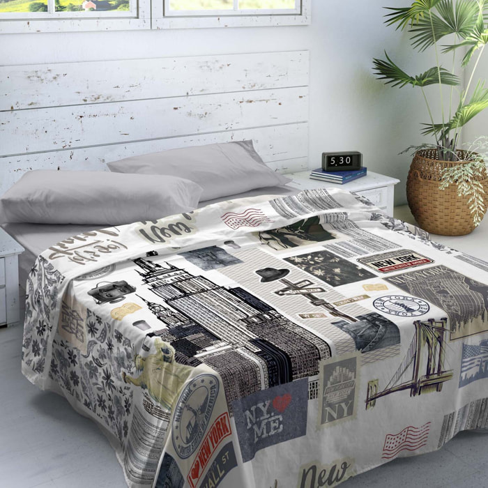 Naturals - Juego de Sábanas Estampadas - Incluye 1 o 2 Fundas de Almohada + 1 Sábana Bajera - 100% Algodón - Ny Travel