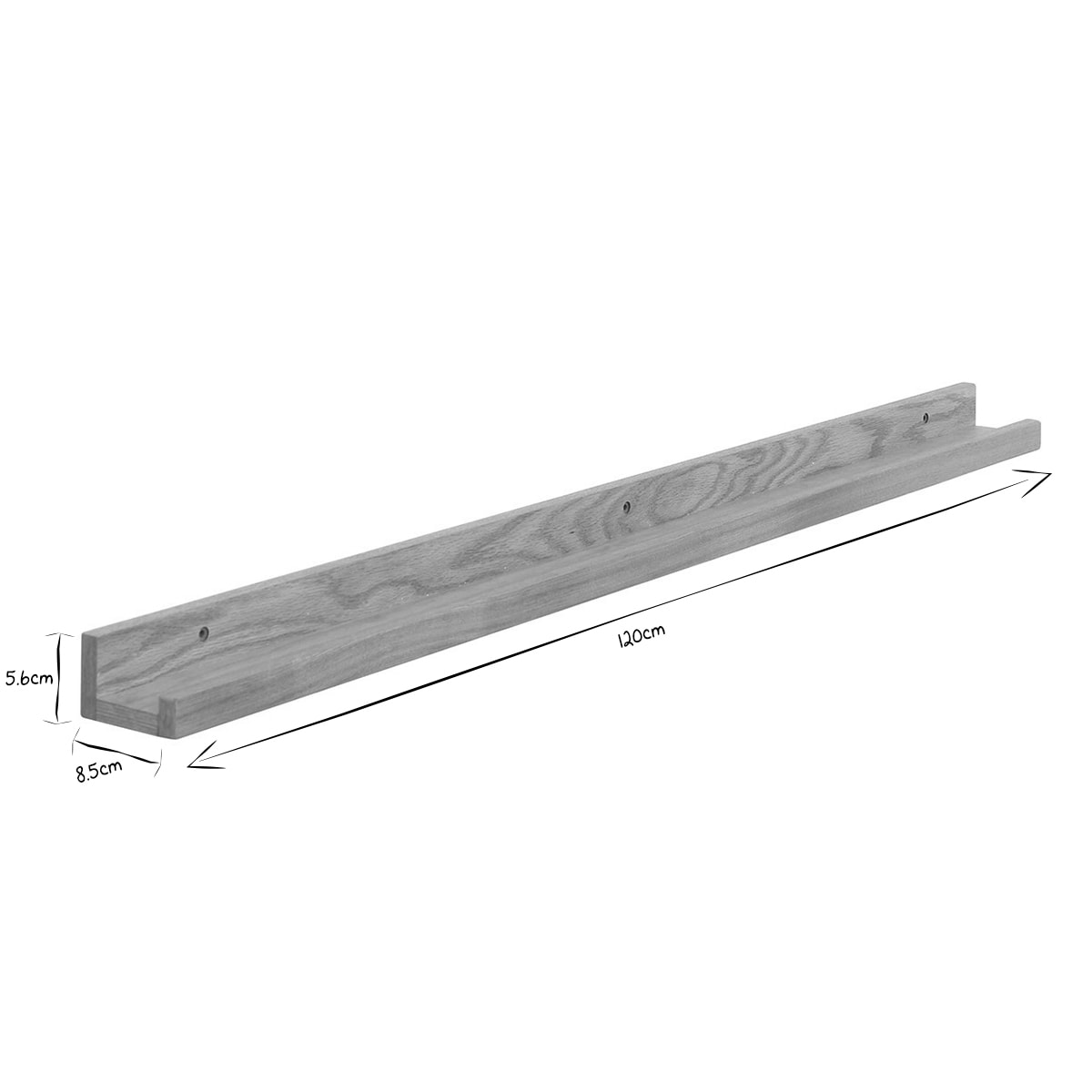 Support mural cadres photos - étagère linéaire en bois clair chêne L120 cm LINEA