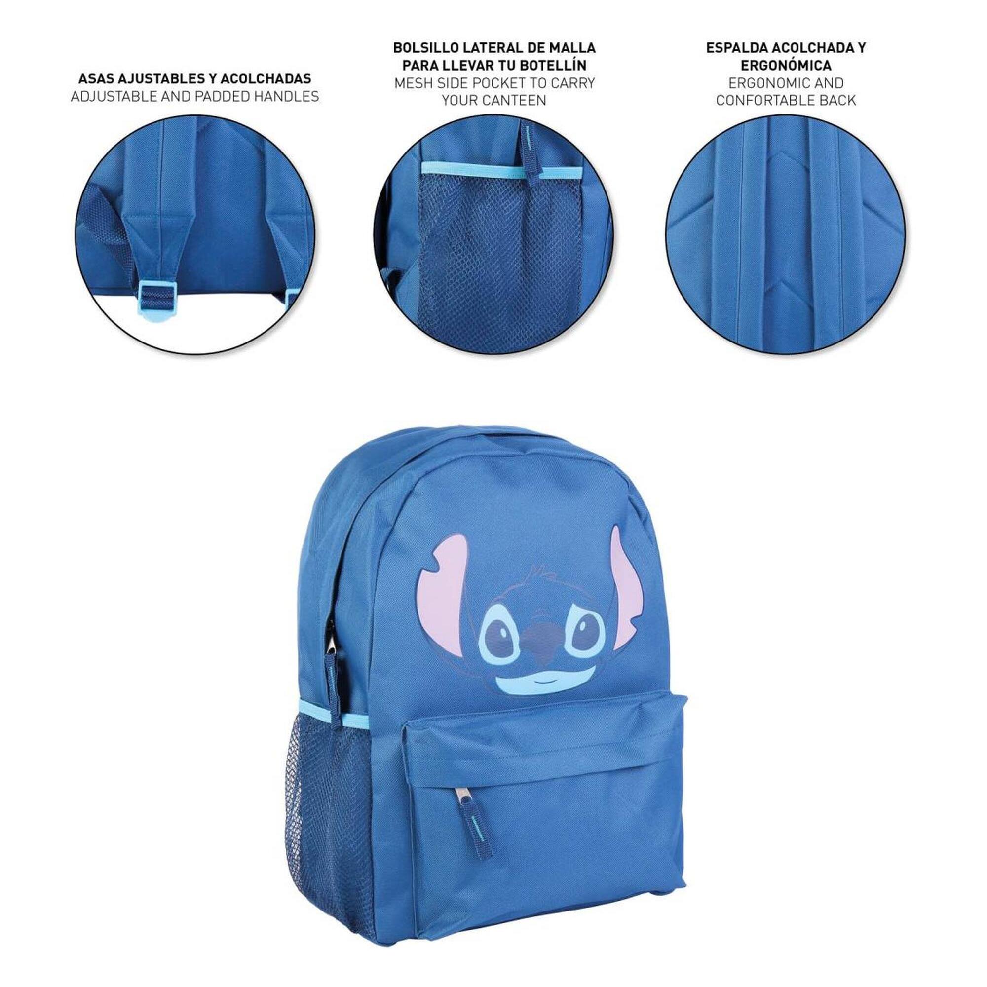 Mochila escolar de stitch idónea para adolescentes con 2 compartimentos, espalda ergonómica y asas ajustables acolchadas