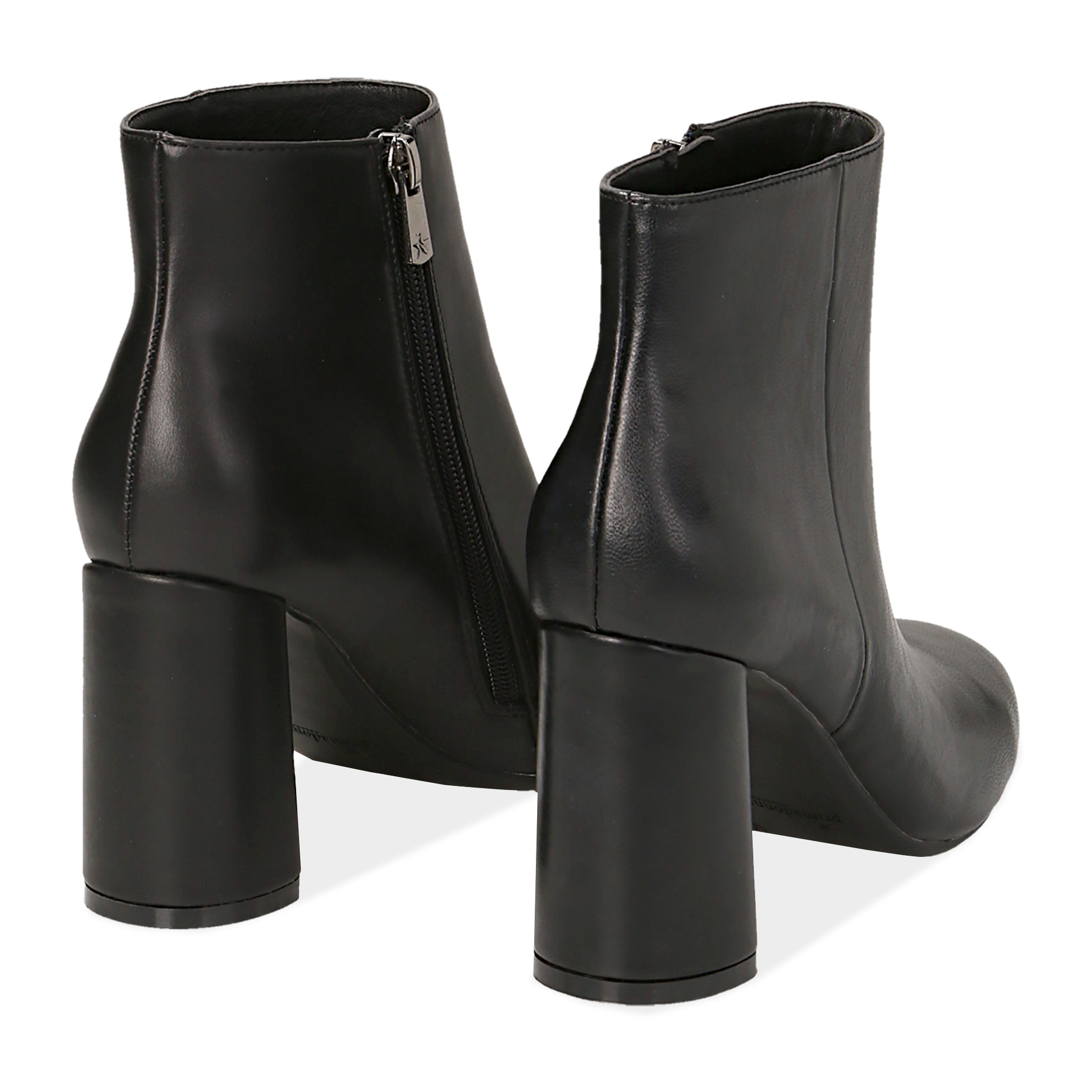 Botines de piel sintética negra, tacón 8,5 cm