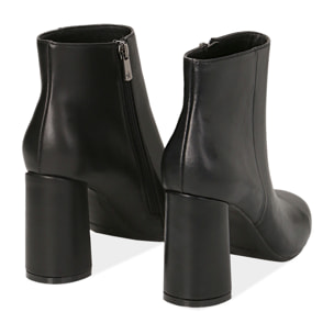 Botines de piel sintética negra, tacón 8,5 cm