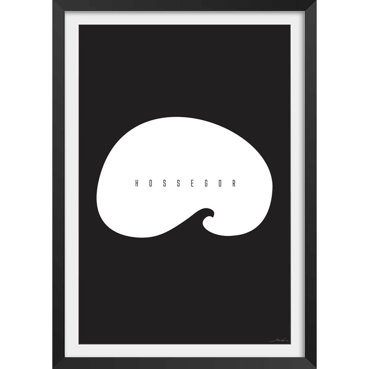 Affiche minimal hossegor Affiche + cadre en bois - Noir