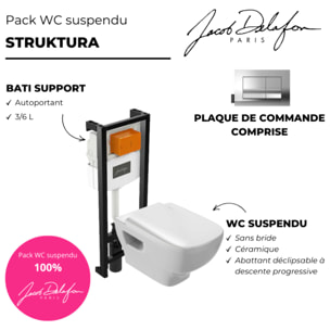 Pack WC suspendu sans bride Struktura+ bâti-support + plaque Chrome