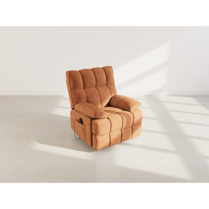 Chandler - Fauteuil relax électrique en velours texturé - Terracotta