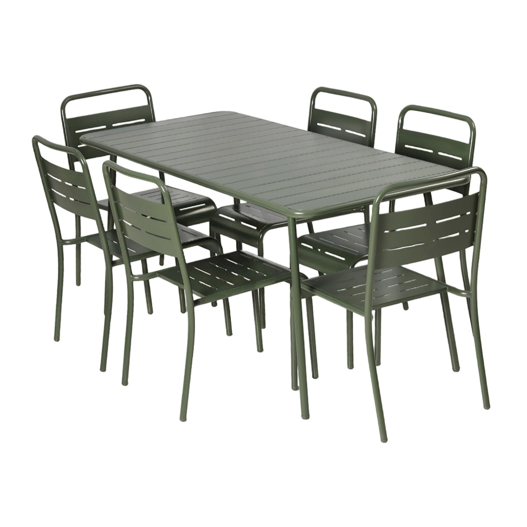 Ensemble table de jardin 160 cm et 6 chaises vert EVORA