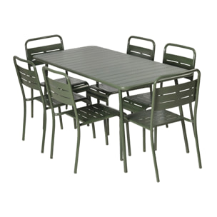Ensemble table de jardin 160 cm et 6 chaises vert EVORA