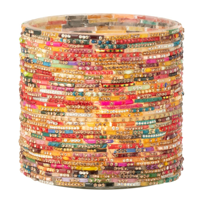J-Line bougeoir Perles - verre - rose/or - medium