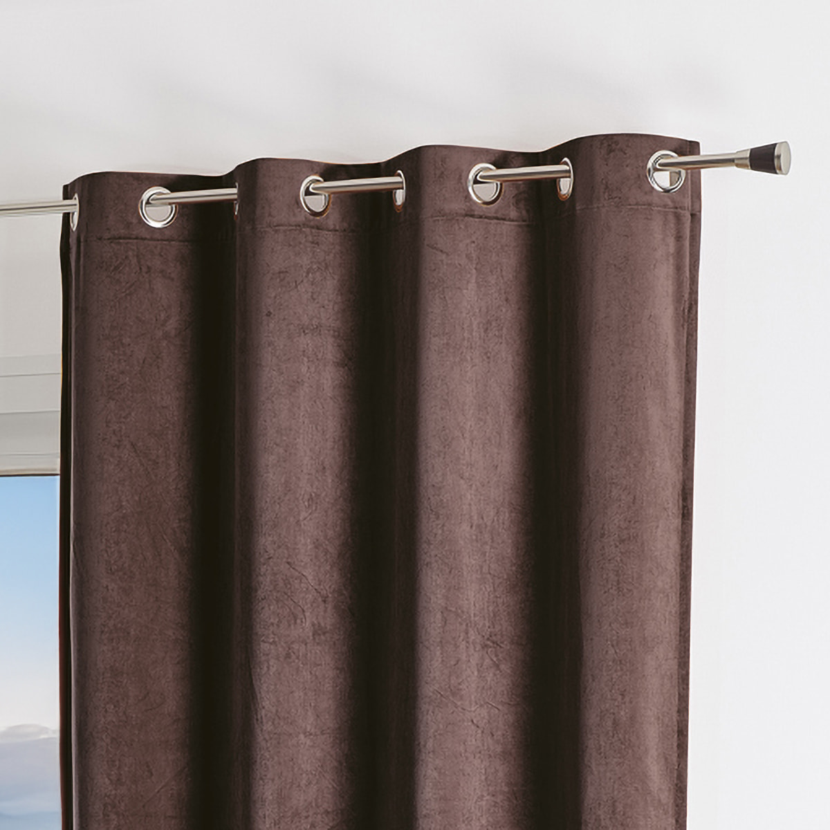 Rideau uni  - Effet daim - Taupe