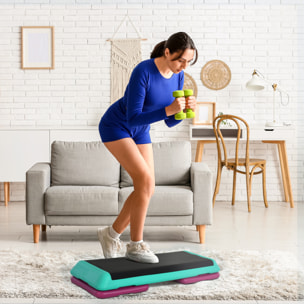 Step de Aeróbic, Step para Fitness Antideslizante, Altura Regulable 3 Niveles de 10/15/20 cm, Carga 150 kg, para Ejercicio en Casa, Gimnasio, 110x40x20 cm, Multicolor