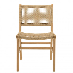 VALERIA - Lot de 2 chaises jardin teck naturel rotin synthétique beige