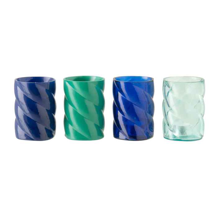 J-Line Photophore - verre - bleu azur/bleu - small -  4 pièces