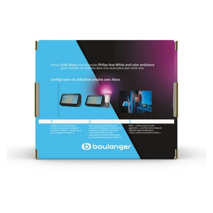 Ampoule connectée PHILIPS Hue E27 W&C X2+AMAZON Echo Show 5