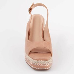 Sandalia De Cuña - Marron - Altura: 9 Cm