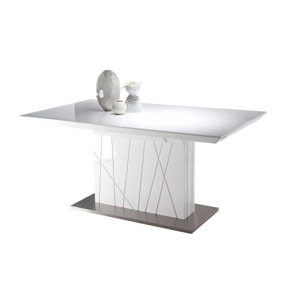 Mesa de comedor extensible IMPERIO - blanco brilloy plata - 160/220x90x76cm