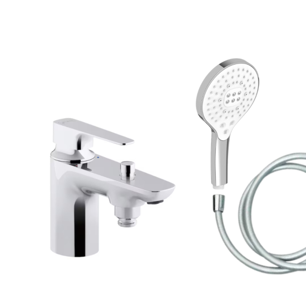 Mitigeur baignoire Aleo+ + pommeau de douche Metro signature + flexible de douche lisse