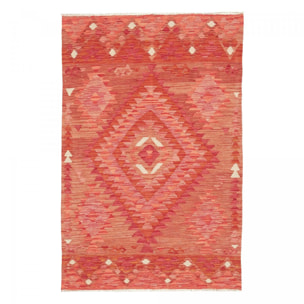 Tapis kilim géométrique, tissé plat en laine, USADE
